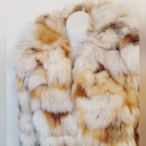 Real red FOX FUR Vintage Penny lane era Shaggy multi color 60s 70s